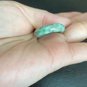 Natural Jade Green Band Plain Ring Size 7.75